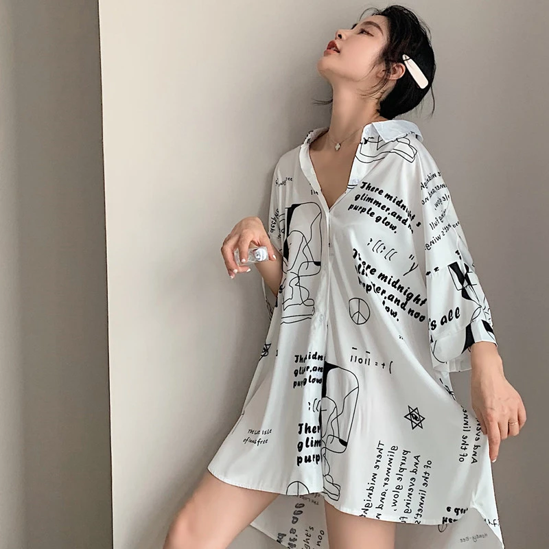 CAIYIER Sexy Backless Bow Robe Dress Silk Lingerie Solid Sleepdress Turn-Down Collar Nightwear Ladies Nightdress Robe Nightshirt