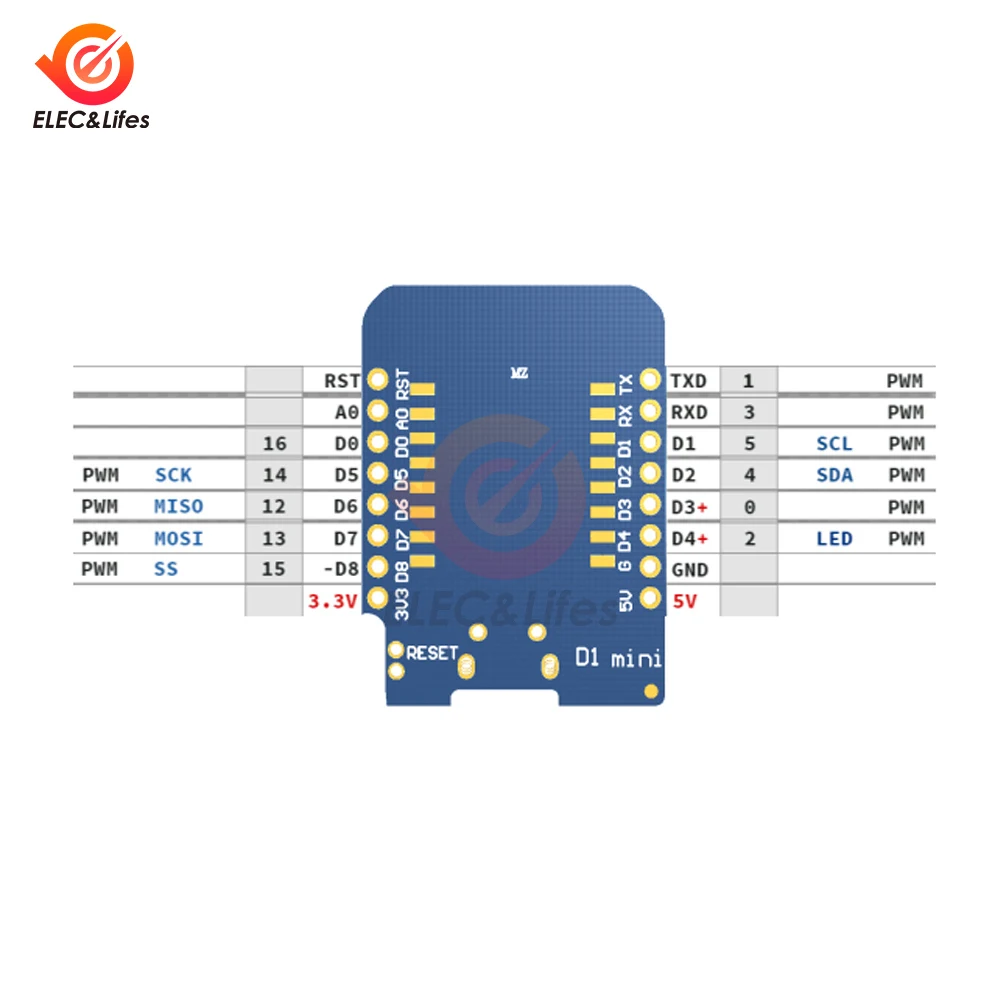 2 шт. D1 Мини-плата для разработки Wi-Fi ESP8266 Φ CH340G CH340 Wemos Mini Nodemcu Lua Iot плата 3 В