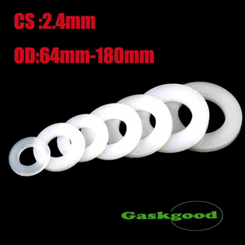 

5/10pcs Thickness 2.4mm White Silicone O-Ring OD 64mm-180mm Food Grade Ring Gaskets Waterproof and Heat-Resistant