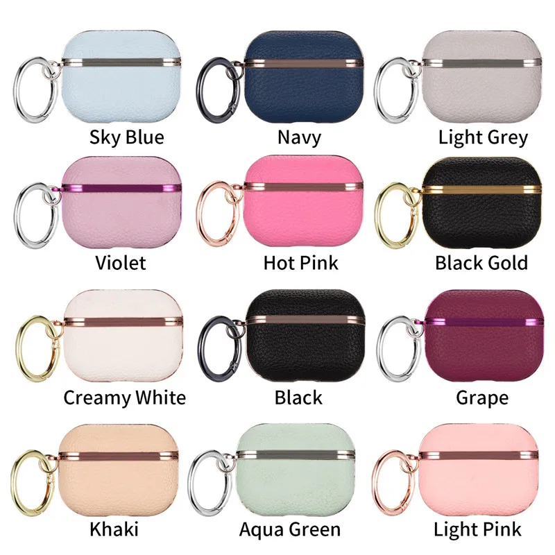 

Genuine Leather For Airpods Pro Case Lychee Pattern Cowhide Real Skin Airpods 2 Cover Protective Bag For Apple Airpods 3 2021