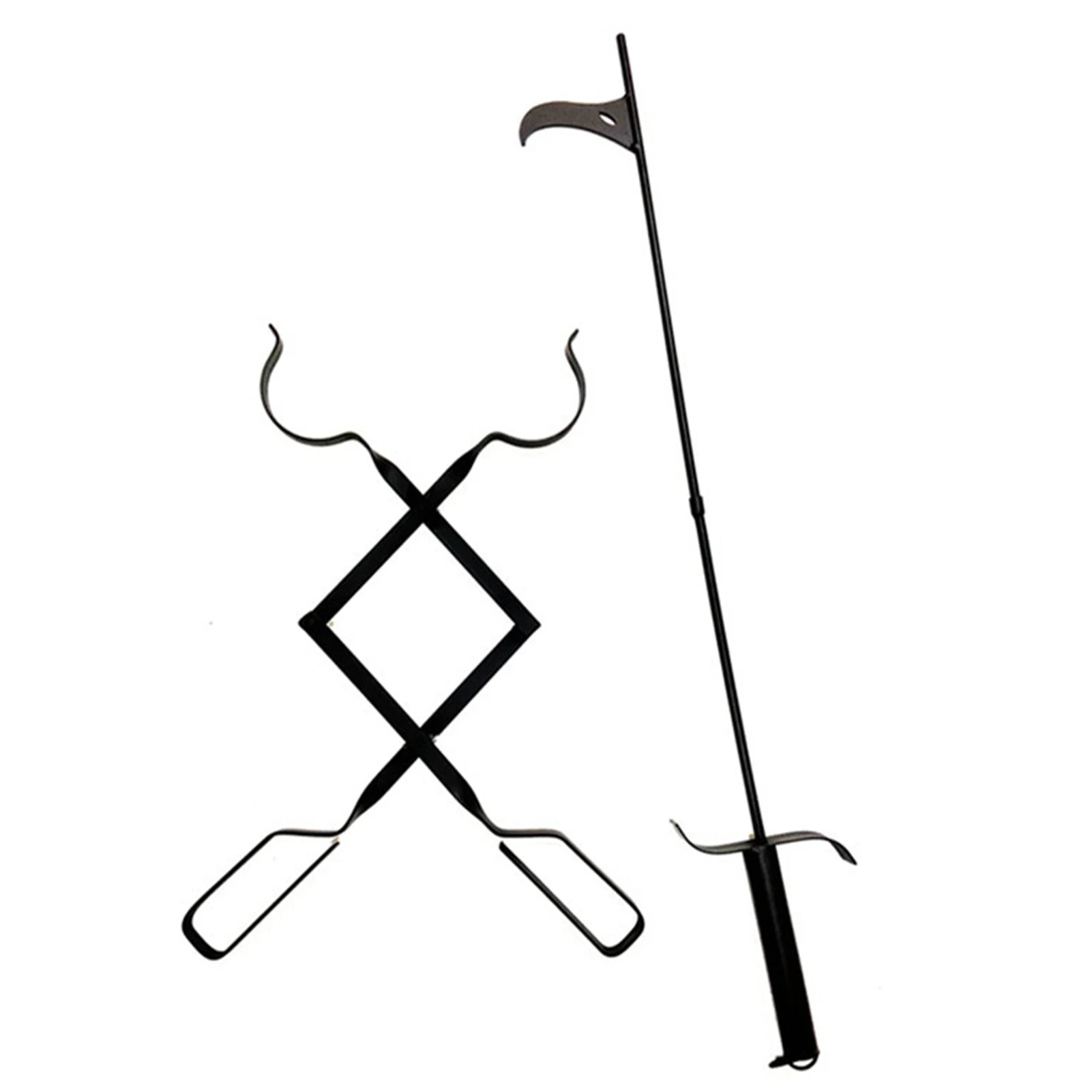 

2pcs Fireplace Tool Set Home Iron Log Grabber Tongs Camping Rustproof Campfire Fire Poker Indoor Outdoor Practical Heavy Duty