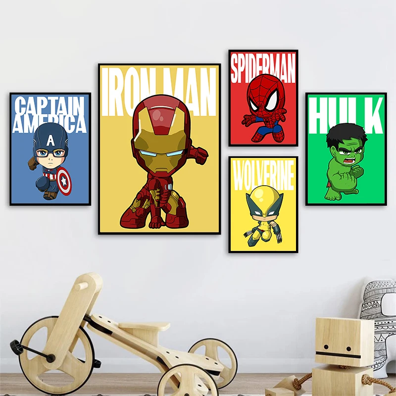 

Disney Canvas Painting Cartoon Marvel Avengers Superhero Iron Man Wall Art Posters Prints Pictures For Kids Room Decoration