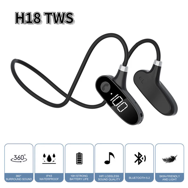

Bone Conduction Earphone Bluetooth Wireless headphones Waterproof Sports Headset with Microphone for Workouts Running Driving