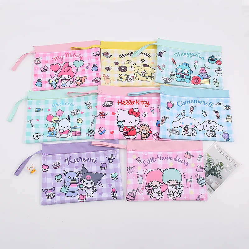 

Kawaii Cartoon Sanrio Accessories File Bag My Melody Kuromi Cinnamoroll Twin Stars Cute Beauty Textbook Storage A4 Folder Girls