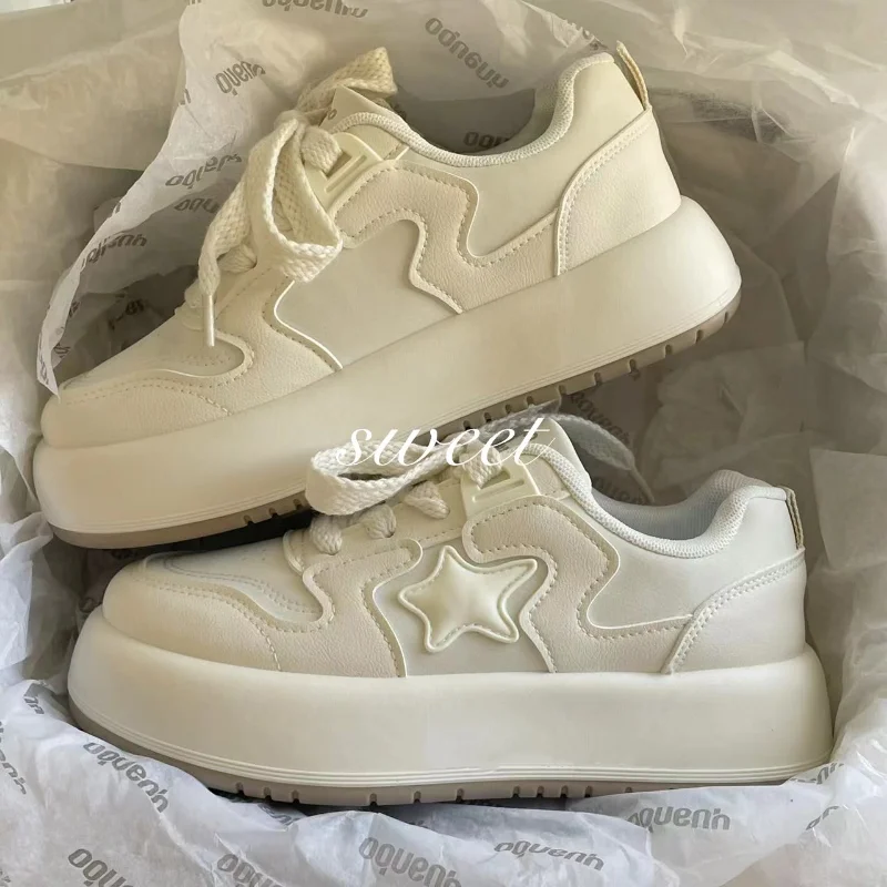 Black White Kawaii Shoes Women's Sports Casual Vintage Platform Sneakers Korean Vulcanize 2023 Spring Tennis Female Flats