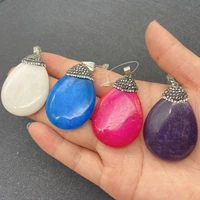 fashion natural stone crystal opal 30x43mm waterdrop pendant charm jewelry for men and women diy necklace earrings accessories