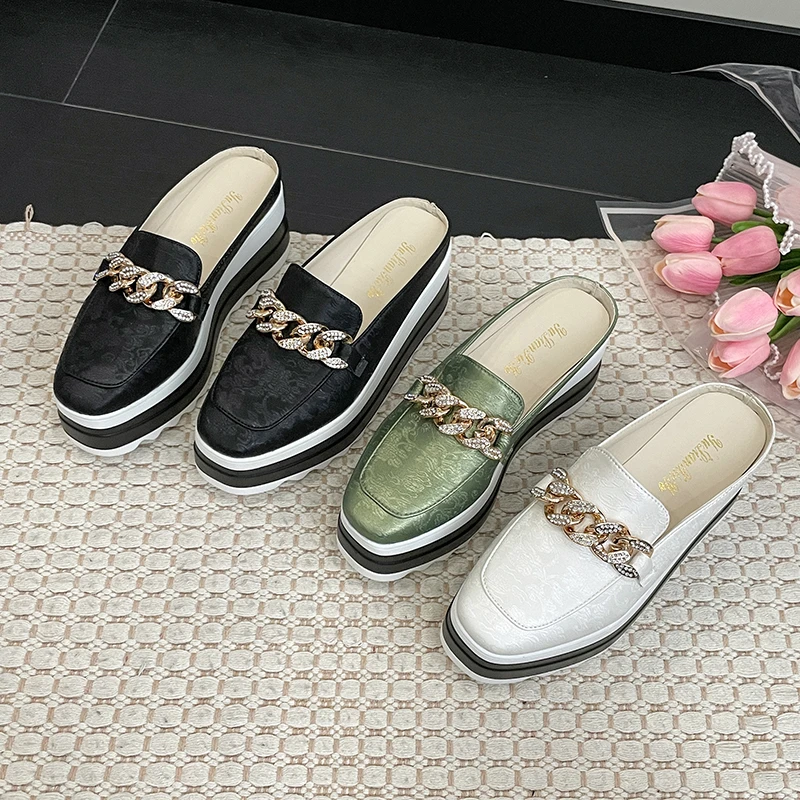 Женские туфли на танкетке сандалии платформе высокий каблук без задника цвет