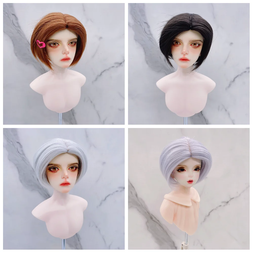 

Doll Wig for 1/3 1/4 1/6 Bjd Doll Mid Split Short Men Doll's Fake Hair Soft Silk Diy Girl Toys Dress Up Gift Doll Accessories