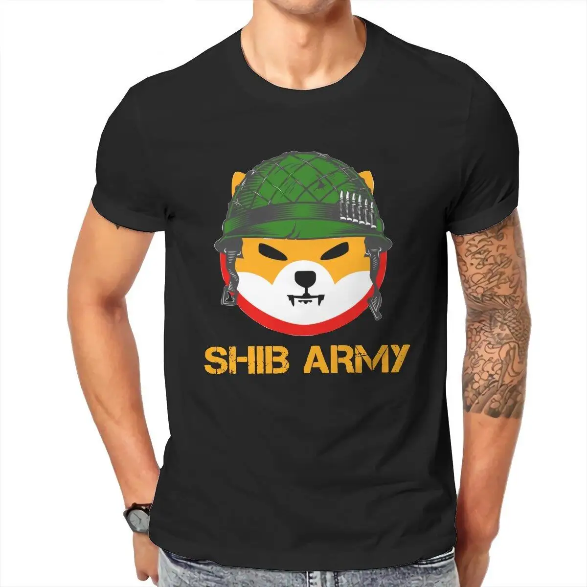 

Футболка shibarmy с изображением Сиба-ину Токена к Луне, мужские креативные футболки из чистого хлопка, футболки с круглым вырезом и коротким ру...