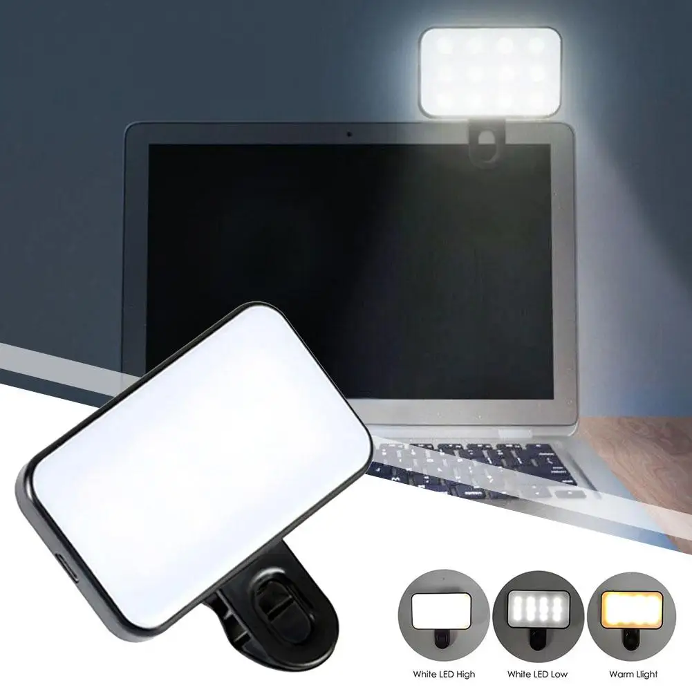 Фото Карманный светодиодный светильник для селфи для IPhone IPad, мобильного телефона, ноутбука, зажим для вспышки, заполнение видео, фото, кольцевая лампа для фотосъемки №4