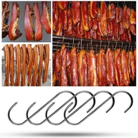 practical jerky hooks anti deform efficient stainless steel meat s shaped hooks bacon hooks meat hooks 10pcsset