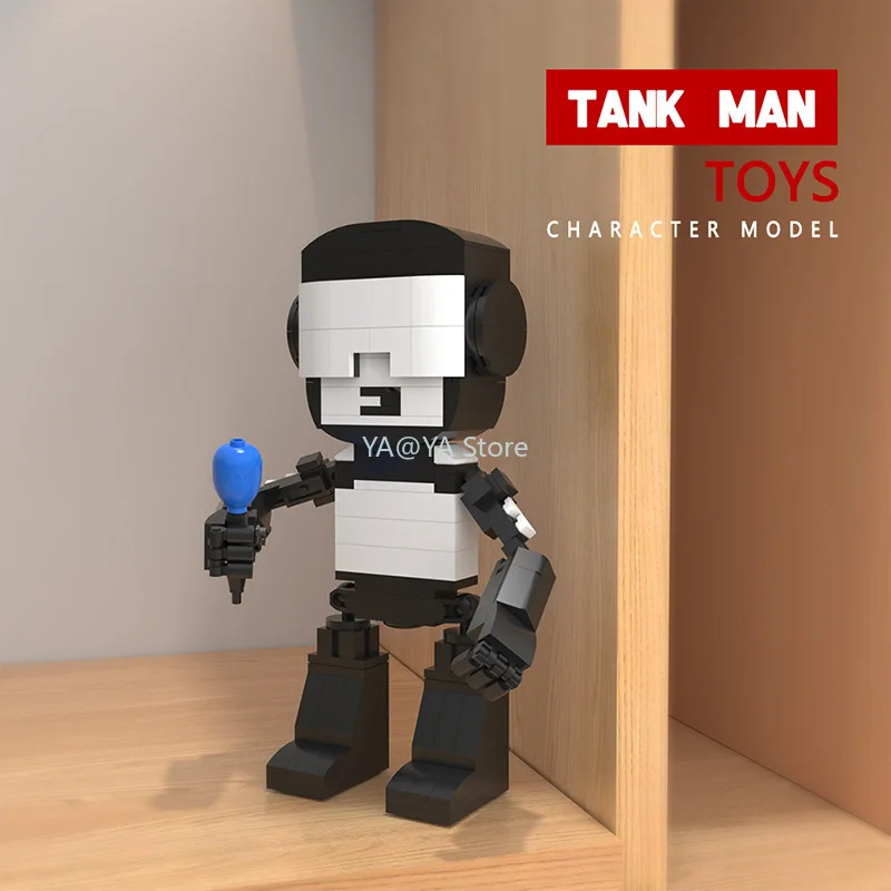 

MOC Tankman Cyber Robot Friday Night Punk Funkin Brickheadz Role Anime Figure Bricks Head Children Toys for Boys Building Blocks