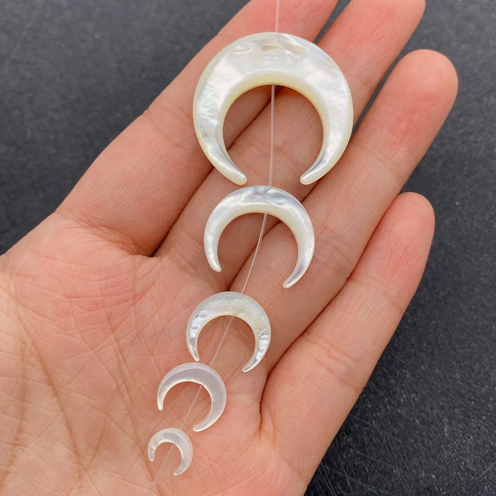 

Natural Shell Bull Horn Shape Mother-of-pearl Loose Beads for Jewelry Making DIY Necklace Bracelet Earring Brooch Charms Beads