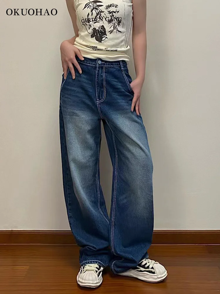 

Straight Wide Leg Vintage 90s Jeans Women High Waist Loose Wash Denim Trousers Y2k Baggy Casual Comfy Jeans Streetwear