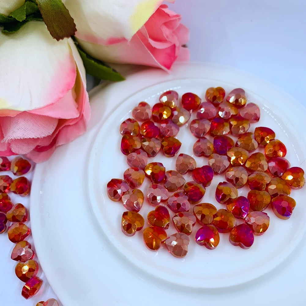Стеклянные хрустальные бусины в форме сердца 8 мм 20 шт. упаковке много цветов для