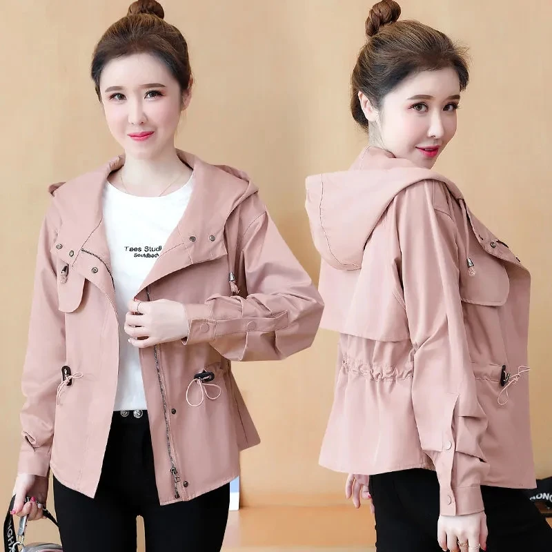 

2022 Autumn New Women's Jacket Casual Windbreaker Long Sleeve Hooded Female Fashion Short Coat Zipper Bomber Jacket Outerwear
