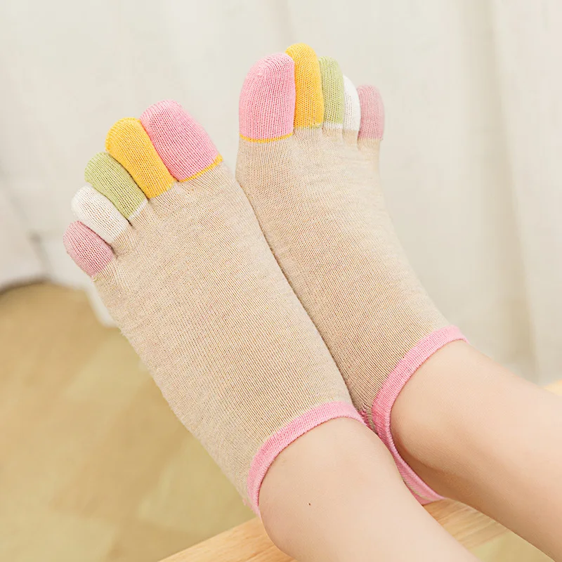 Women Five Finger Socks Solid Color Funny Toe Sock Slippers Girls Lady Ski Invisible Harajuku Socks Lolita Low-Tube Ankle Socks