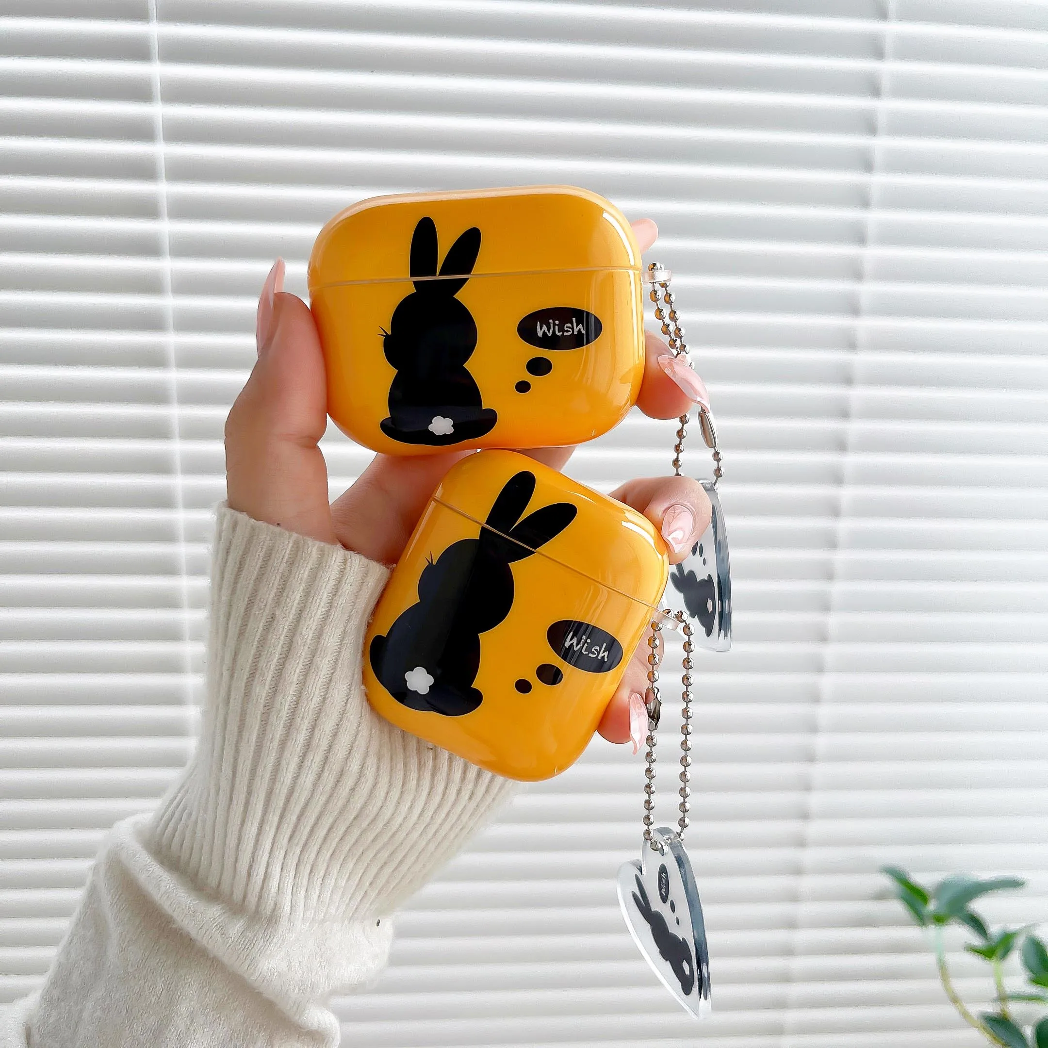 

Yellow Bunny Pendant Earphone Case for AirPods 1 2 3 Pro Air Pods Pro2 Wireless Bluetooth Charging Box Cute Cartoon Cover