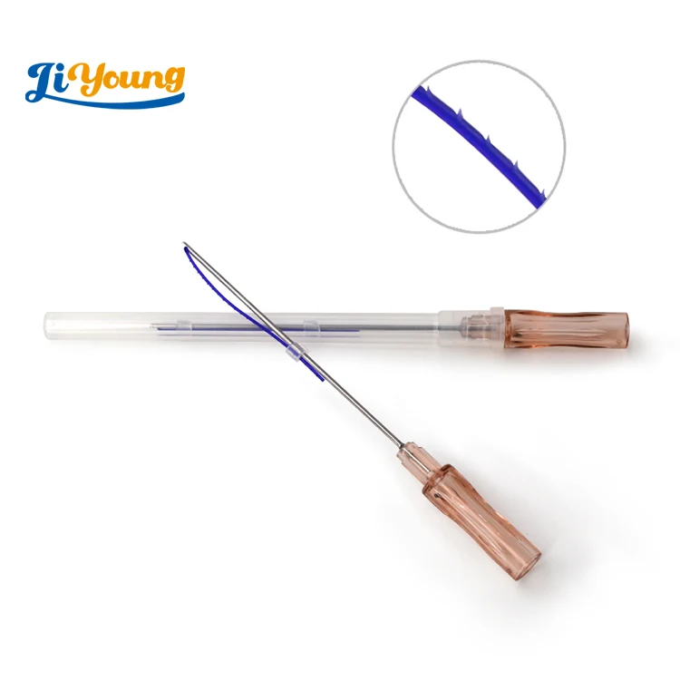 

CE approved face lifting pdo threads korea cog 4d 6d 19g100mm L blunt surgical suture needle with thread
