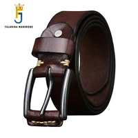 fajarina top quality solid cow skin leather belts retro styles brass pin buckle cowhide belt for men jeans accessories n17fj1145