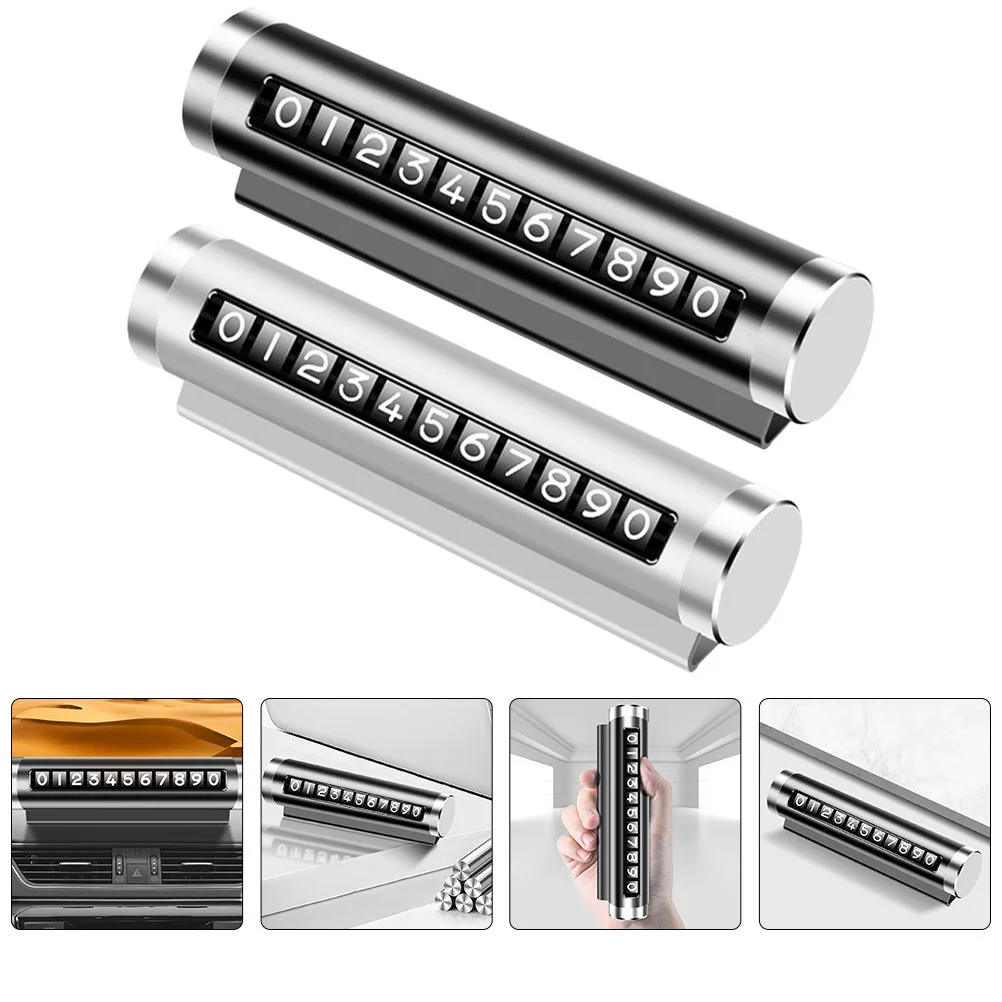 

2pcs Car Temporary Parking Card Aluminum Alloy Adjustable Car Phone Number Plate