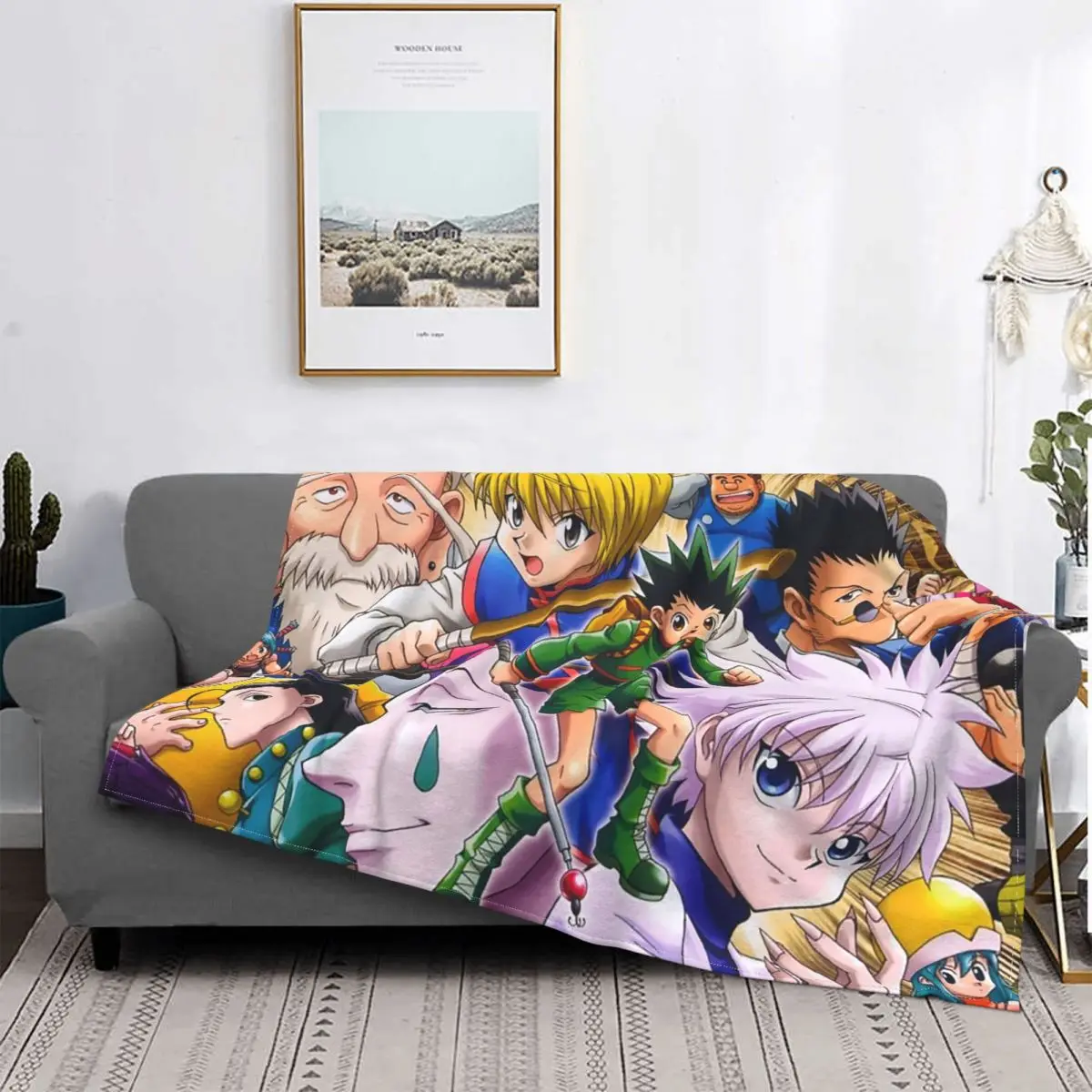 

Hunter X Hunter Anime Blanket Flannel Killua Zoldyck Kurapika Freecss Gon Morow Hisoka Soft Throw Blanket for Sofa Car Bedspread