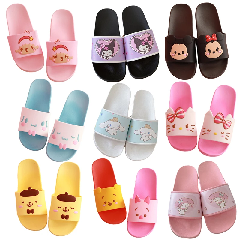 

cute cartoon Kuromi Mymelody Pochacco Onpompurin Cinnamorol Kittys Kawaii Home Sandals Flip Flops Birthday hot gift