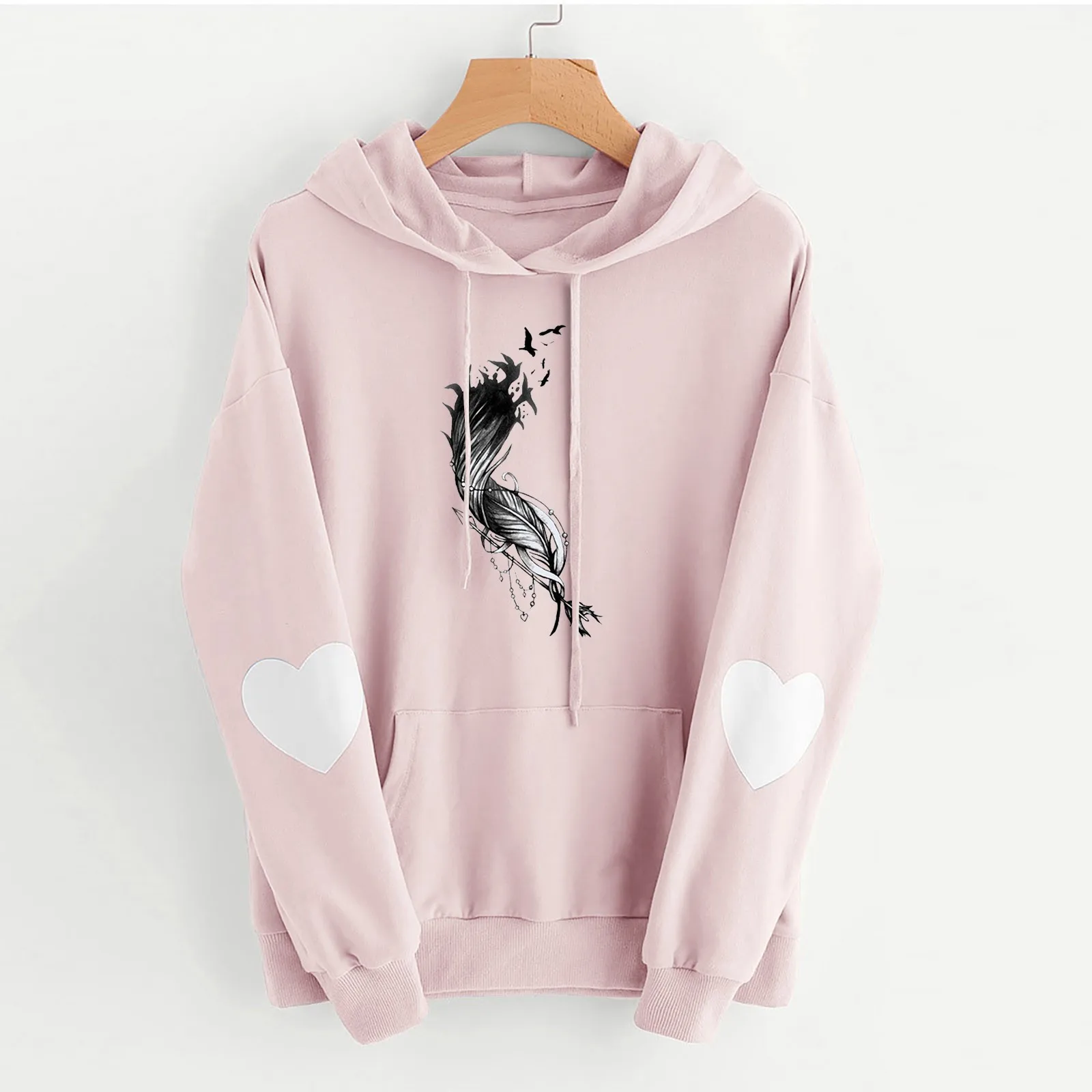 

Fall Hoodies Women Women Loose Casual Top Shirt Long Sleeve Heart Printed Hoodie Top Womens Sweatshirt Pullover Hoodie