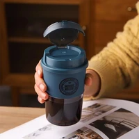 300400ml tritan coffee tea mug transparent creative drinks dessert breakfast milk plastic cup mug drinkware with non slip cover