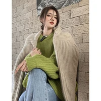 fashion trend hong kong style round neck pullover casual all match autumn and winter new lazy wind knitted sweater