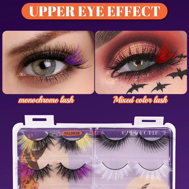 5-цветный набор для наращивания ресниц на Хэллоуин вьющиеся и плотные цвета