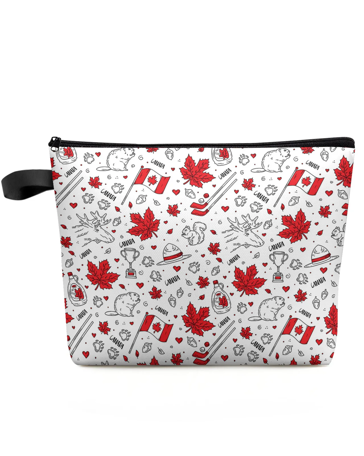 

Canadian Flag Maple Leaf Beaver Makeup Bag Pouch Travel Essentials Lady Women Cosmetic Bags Toilet Organizer Storage Pencil Case