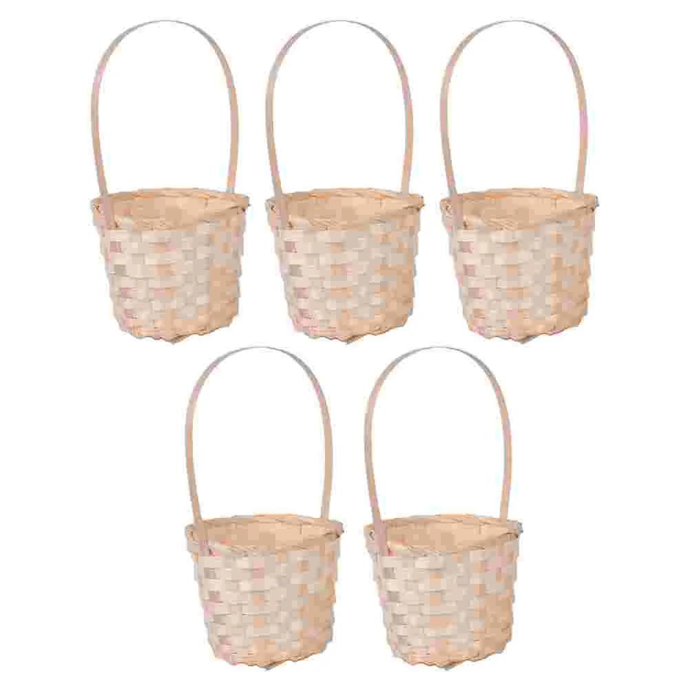 

Basket Wicker Flower Baskets Woven Mini Picnic Storage Rattan Candy Handle Gift Seagrass Wedding Hamper Girl Fruit Easter Pot