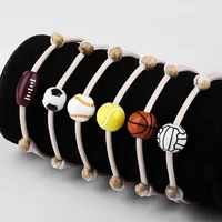 charm bracelet for boy girl basketball football ball braiding bead adjustable bracelet couples friendship bracelet jewelry gifts