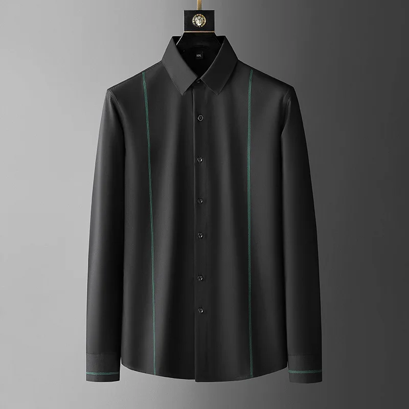 

2022 Spring High Quality Shirts for Men's Striped Slim Casual Business Formal Dress Shirt Office Social Male Clothing Streetwear