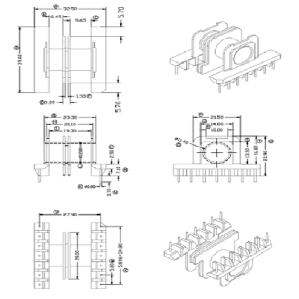 ER34 EC3435EER34 горизонтальный 2 секунды 7 + контактов шпулька магнитный сердечник PC44 8