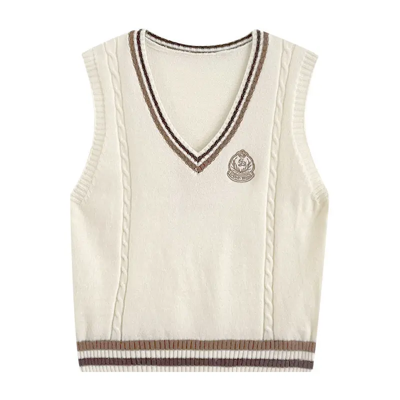 Вязаный жилет в студенческом стиле для женщин весна-осень 2024 новая свободная