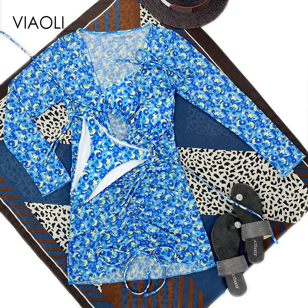 

Женское цветочное Сексуальное Женское пляжное платье с лямкой на шее, женский купальник, Бразильский купальный костюм, пляжная одежда из тр...