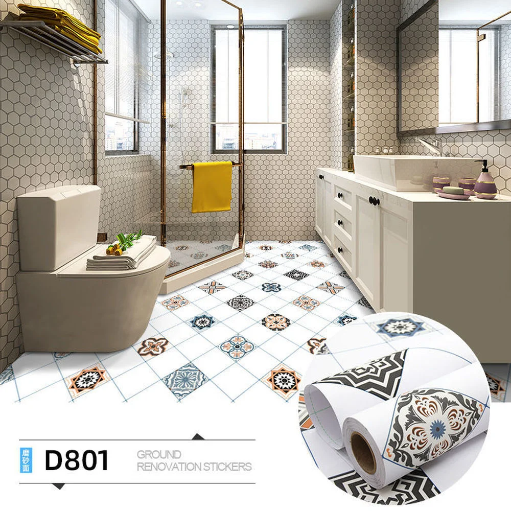 

Thickened Self-adhesive Waterproof Wear-resistant Sticker Bathroom Kitchen Living Room Non-slip Floor Paste Oil-proof Wallpaper