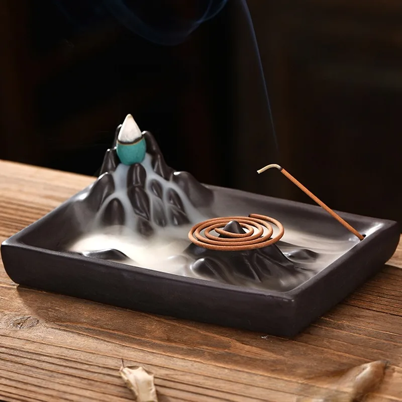 

Arabian Mountain Backflow Incense Burner Creative Ornaments Ceramic Line Zen Multifunction Incense Burner Home Decoration