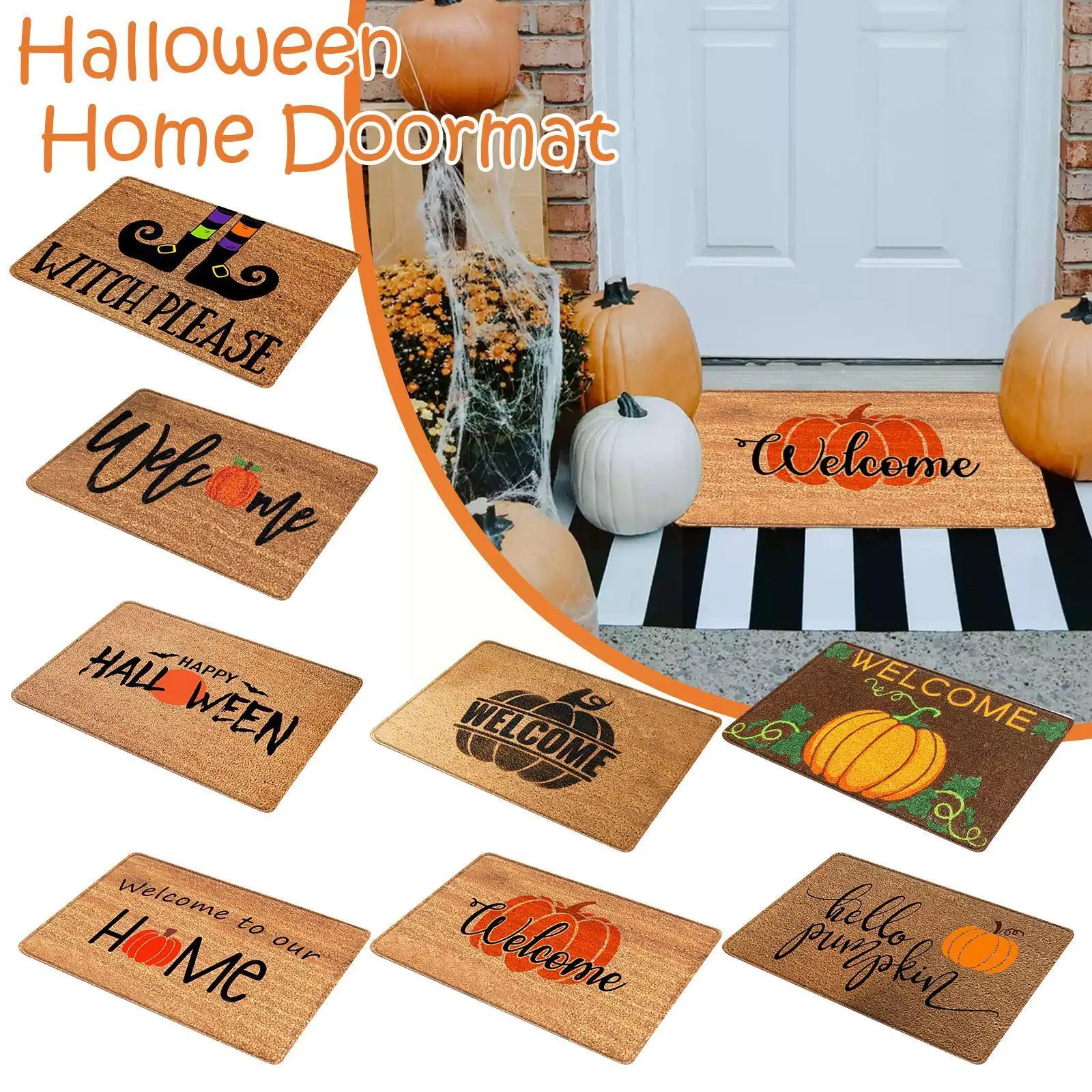 

40*60cm Halloween Door Mat Pumpkin Witch Floor Mat Door Bedroom Room Home Mat Home Halloween Bathroom Welcome Party Decor L Y1j4