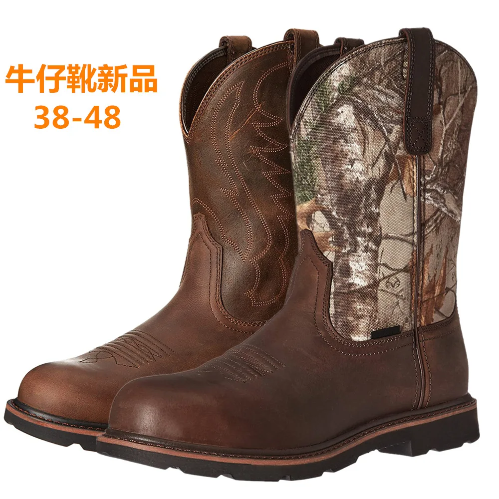 

HPIOPL quality 2022 autumn and winter new big tree element western cowboy boots embroidery craft retro men's boots Martin boots