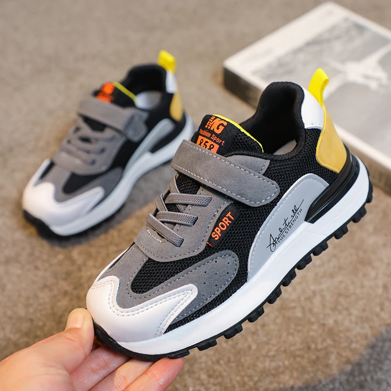 

Детские туфли От 7 до 14 лет для мальчиков и девочек, дышащие сетчатые повседневные кроссовки для маленьких детей, нескользящая детская спорт...