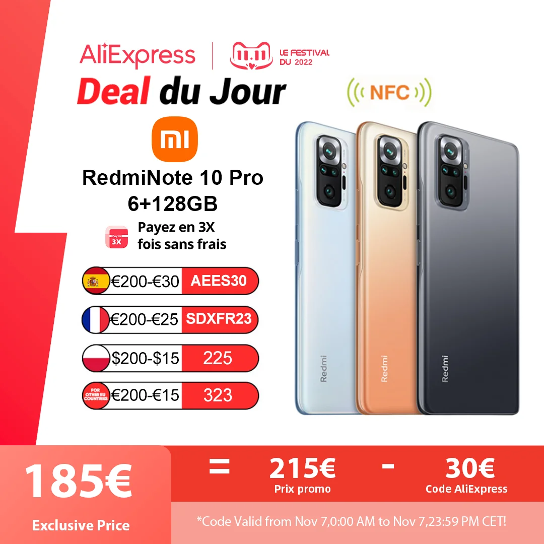 Cena Xiaomi Redmi Note 10 Pro Smartphone 6GB/8GB 128GB 33W Szybkie ładowanie Telefon Snapdragon 732G 108MP 120Hz AMOLED Wersja Globalna