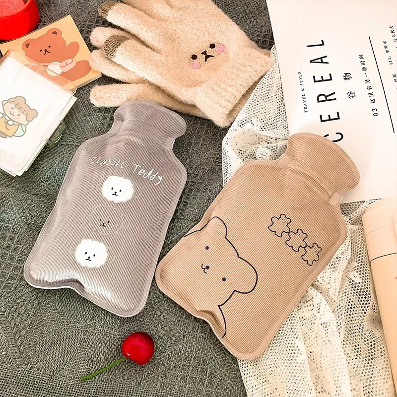 

Keep Warm Cute PVC Stress Pain Relief Therapy Hot Water Bottle Bag with Knitted Soft Cozy Cover Heat Reusable Hand Warmer