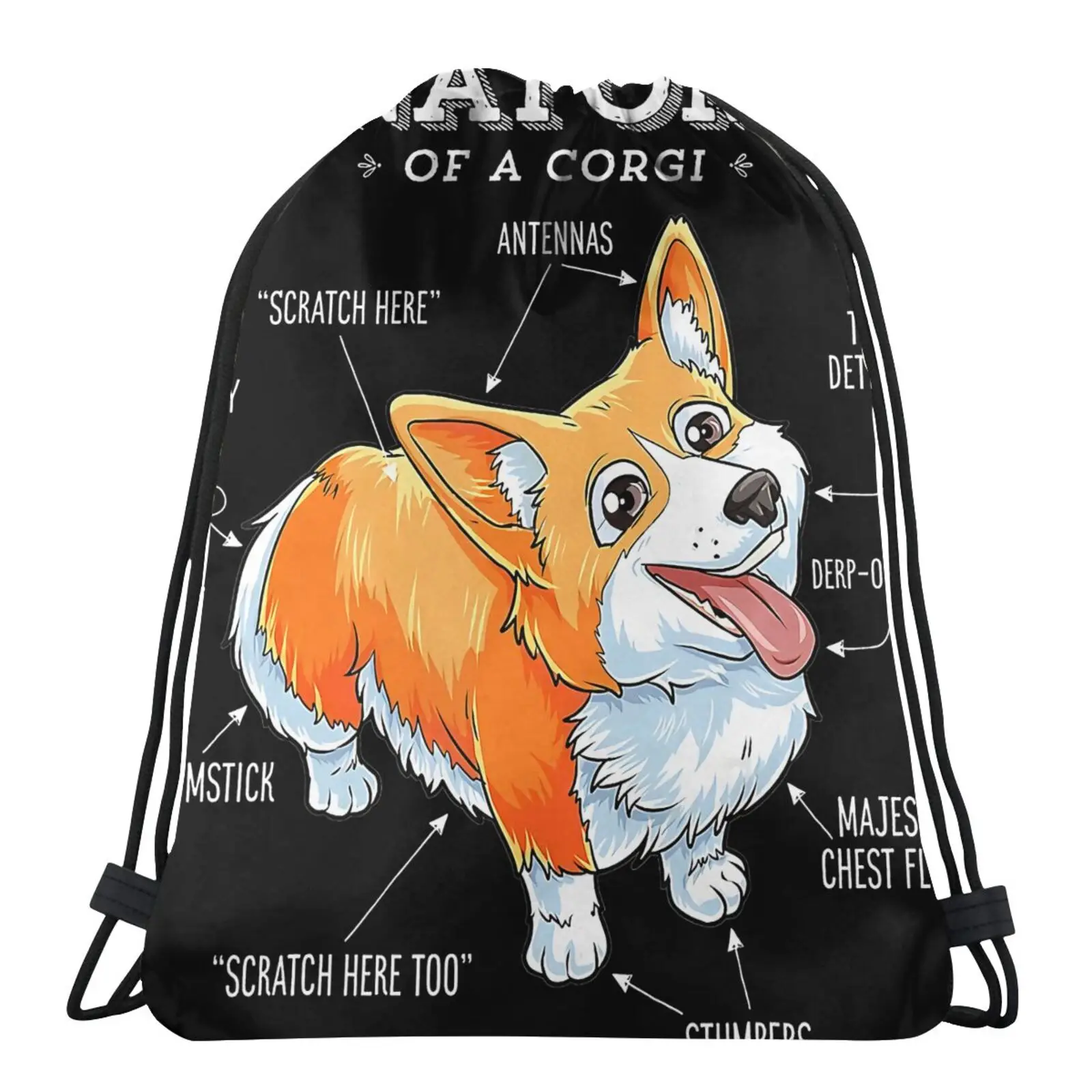 

Anatomy Of A Corgi Corgis Dog Bag Children's Backpack Custom Pouch Backpack Dust Bag Shoe Bag Backpack Ropes Woman String Bags