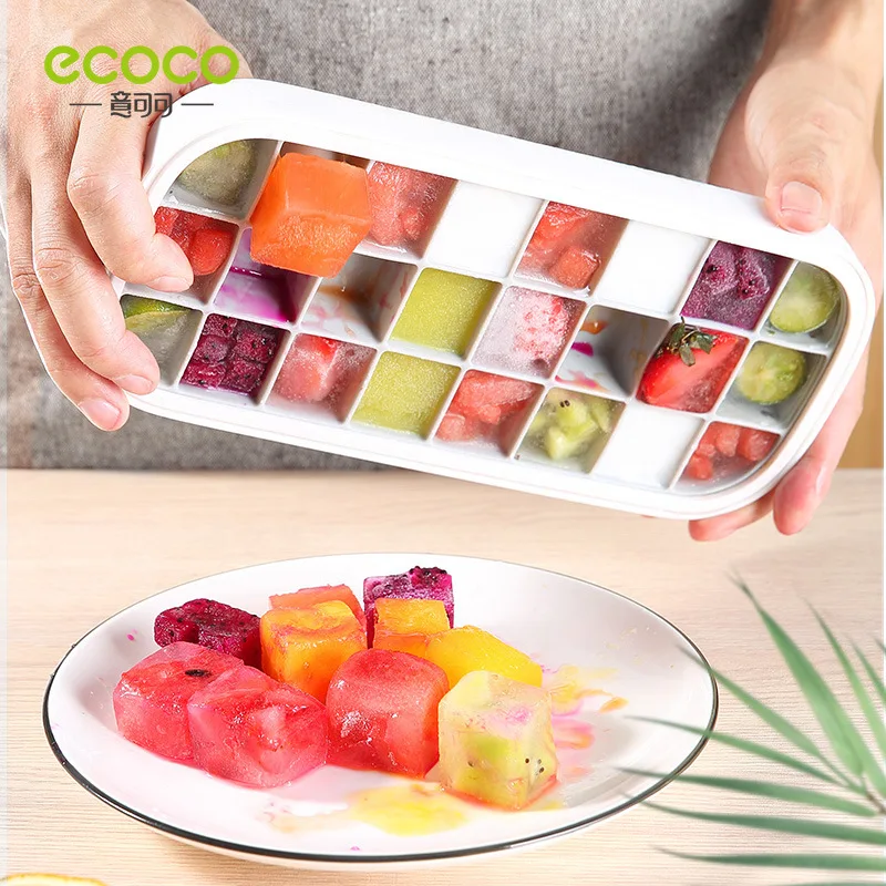 

ECOCO Frozen Ice Cube Mold Household Food Fruit Tray Wine Freezer Lid Silicone Refrigerator Creative Supplementary Homemade Set