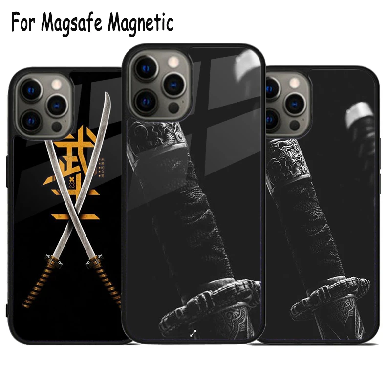 Чехол для телефона Magsafe магнитный бампер с японской Самурайской катаной и