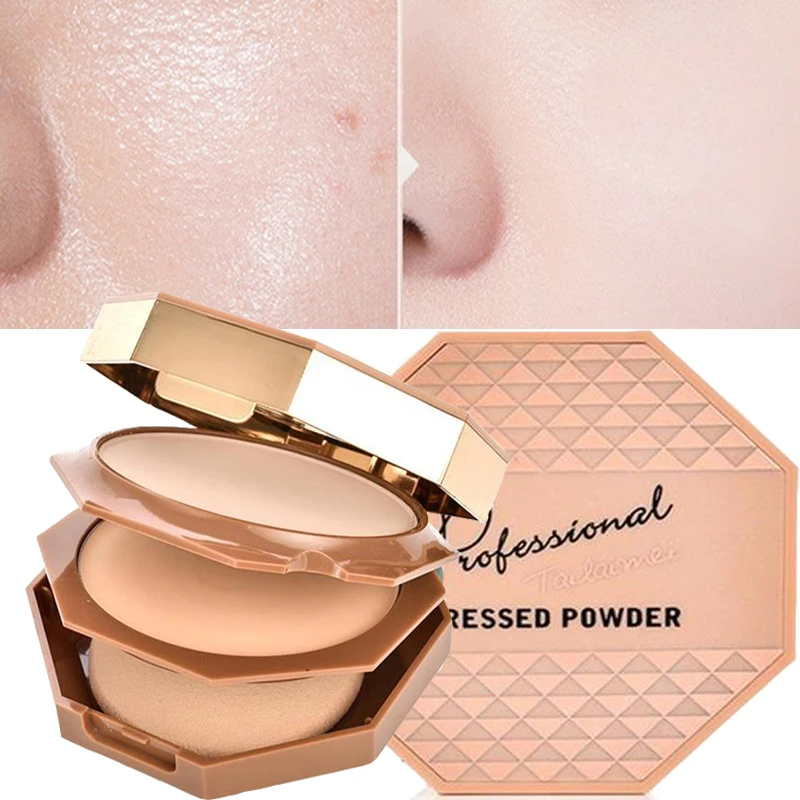 

Natural Full Coverage Face Powder 3 Layers Pressed Powder Waterproof Matte Finish Makeup Oil Control moisturizing Women Cosmetic