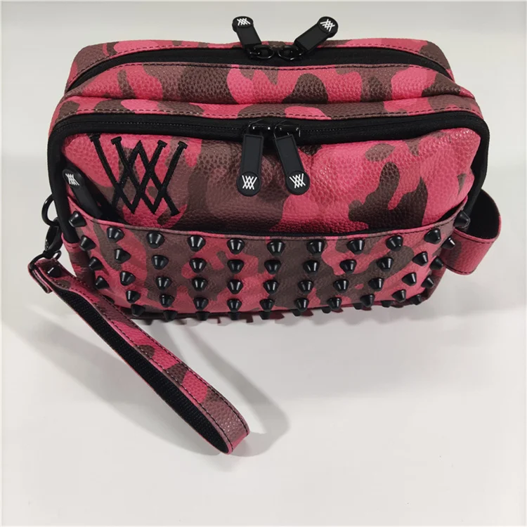 

Новые искусственные заклепки, камуфляжная искусственная кожа, крутая маленькая сумка для аксессуаров, Портативная сумка для хранения, мужс...